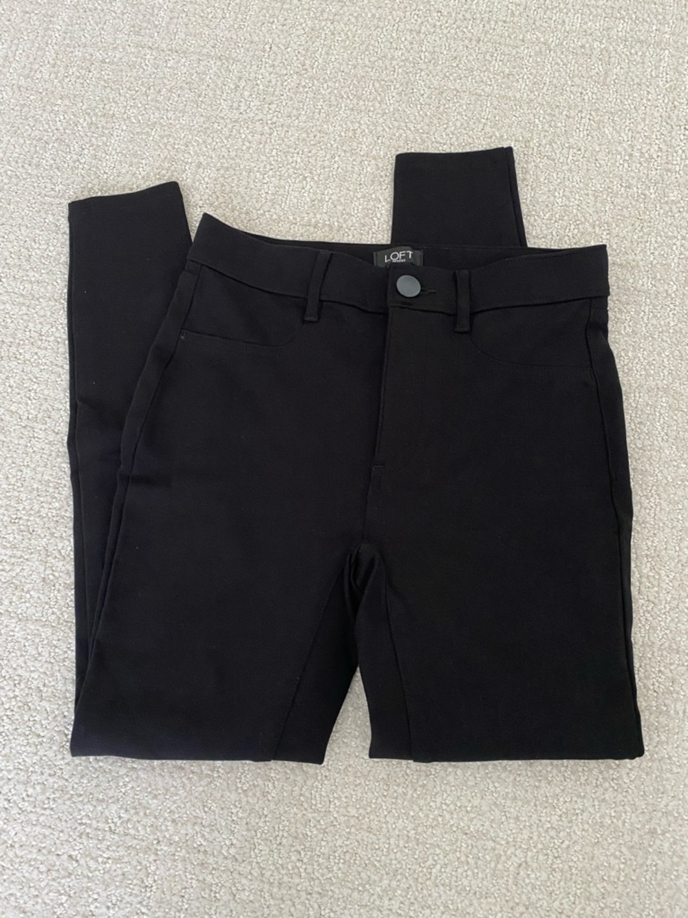 NWOT LOFT Skinny Stretch Black Ponte Knit Pants Size 0P